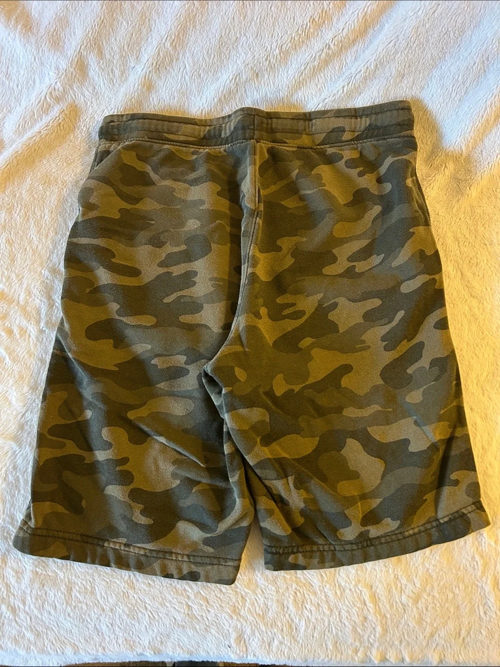 Old Navy Green Camo Pull-On Shorts with White Drawstring